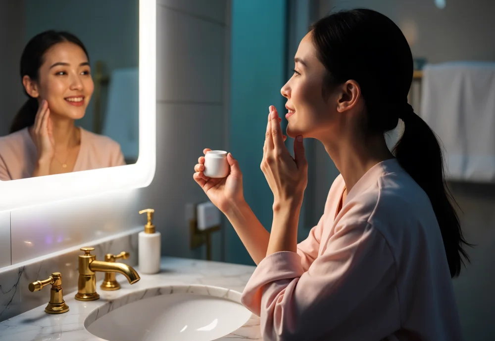 bathroom vanity with mirror and lights